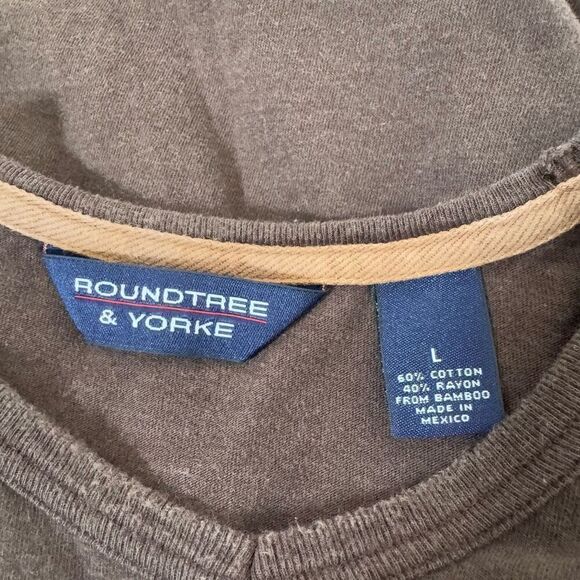 Round tree & Yorke Men’s Long Sleeve Brown Shirt Size Large Skater Style - Picture 5 of 8